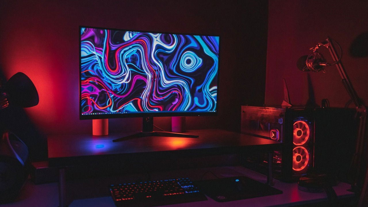 PC setup with monitor