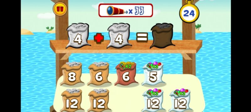 Solving math problem in Math Land app on Android.