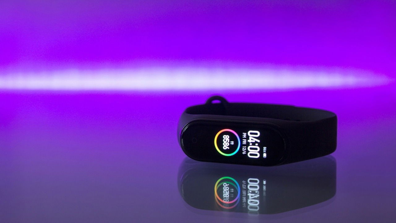 Mi Smart Band with a purple background