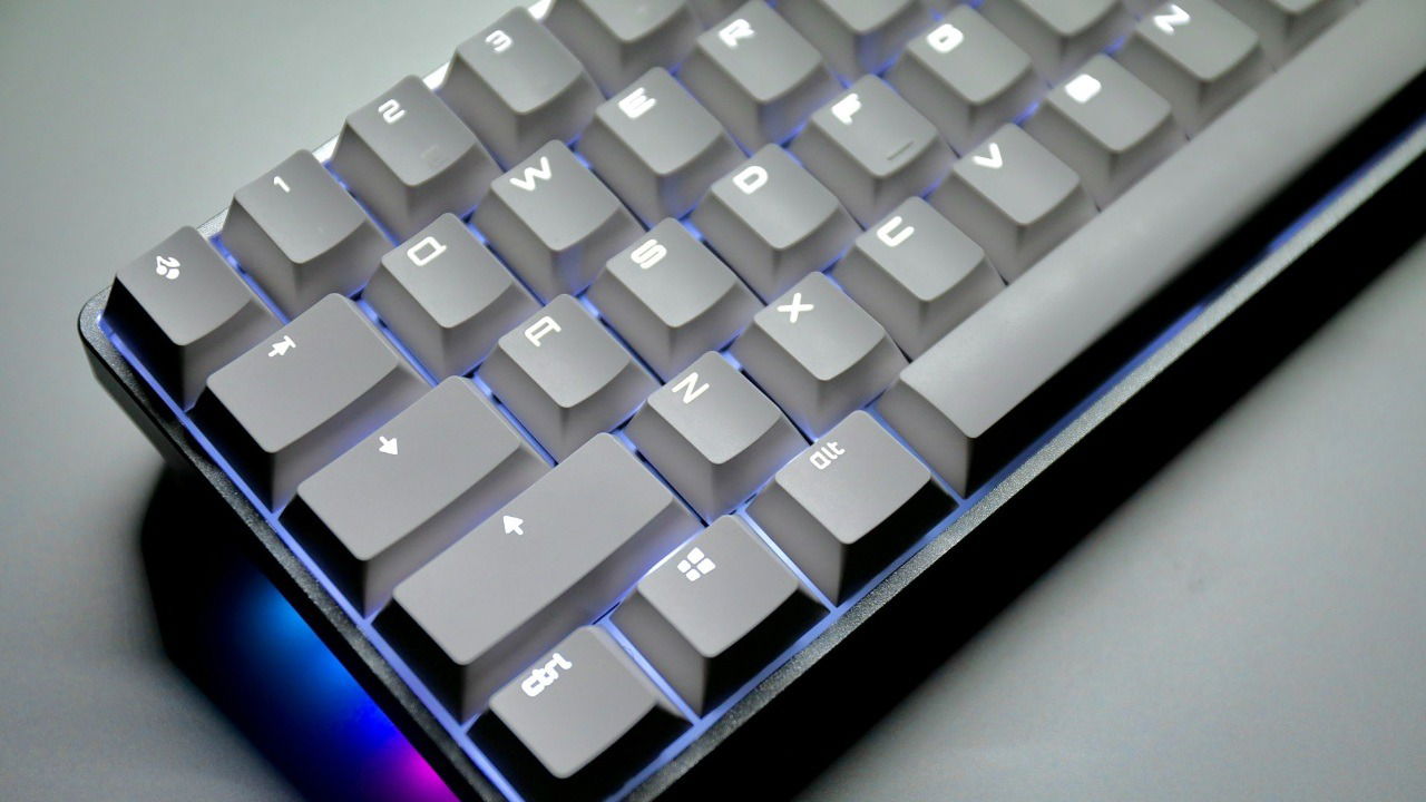 Close up of a white keyboard with backlight