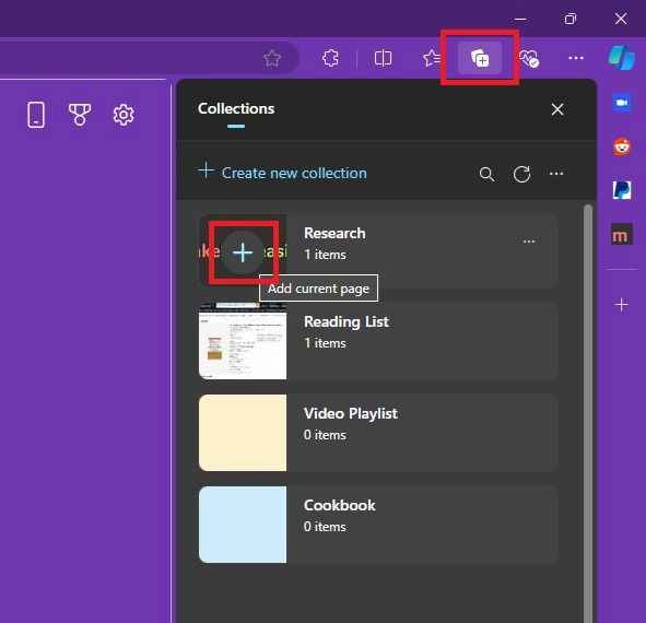 Adding items to collections in Edge.