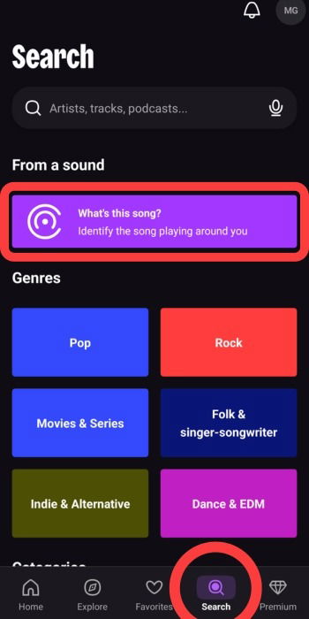 Deezer Songcatcher Feature