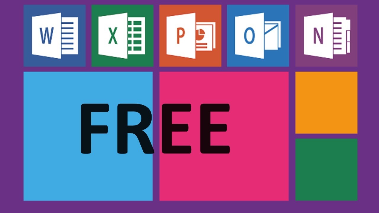 Microsoft Office app logos with Free underneath.