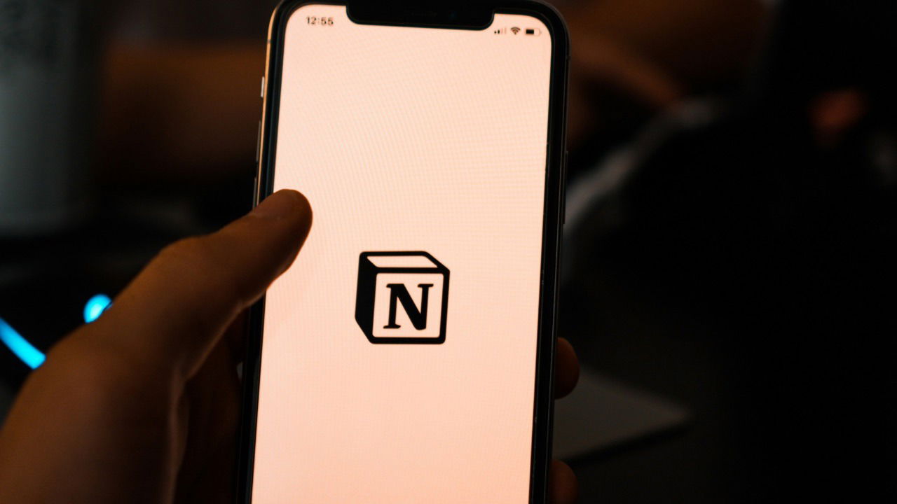 The Notion App on Someone's Smartphone Screen