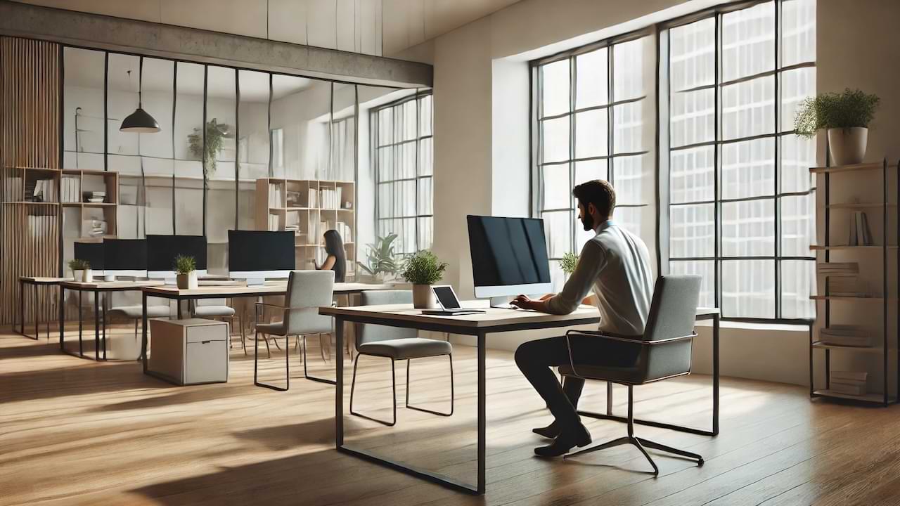 Person Working On Computer In Office