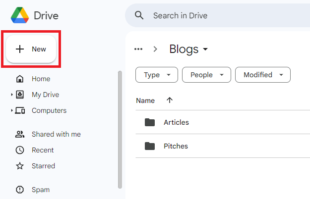 Step to click on New Button on Google Drive to upload PDF file.